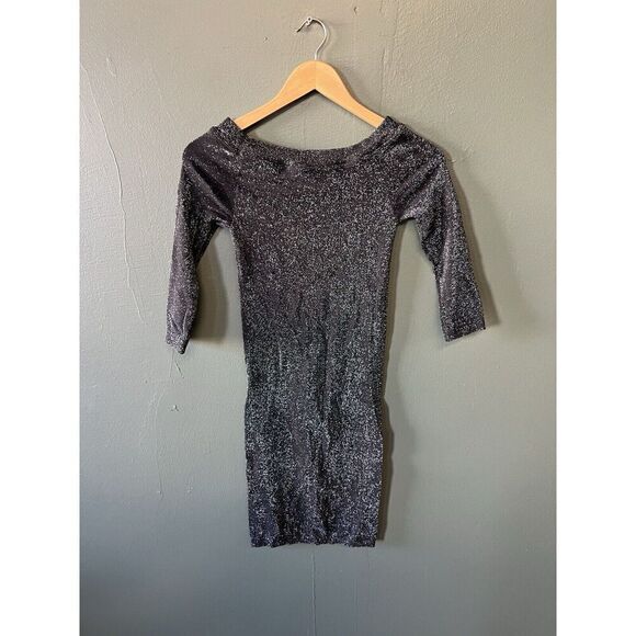 Bebe Metallic Nylon Y2K Black Dress Petite Small - Picture 2 of 3